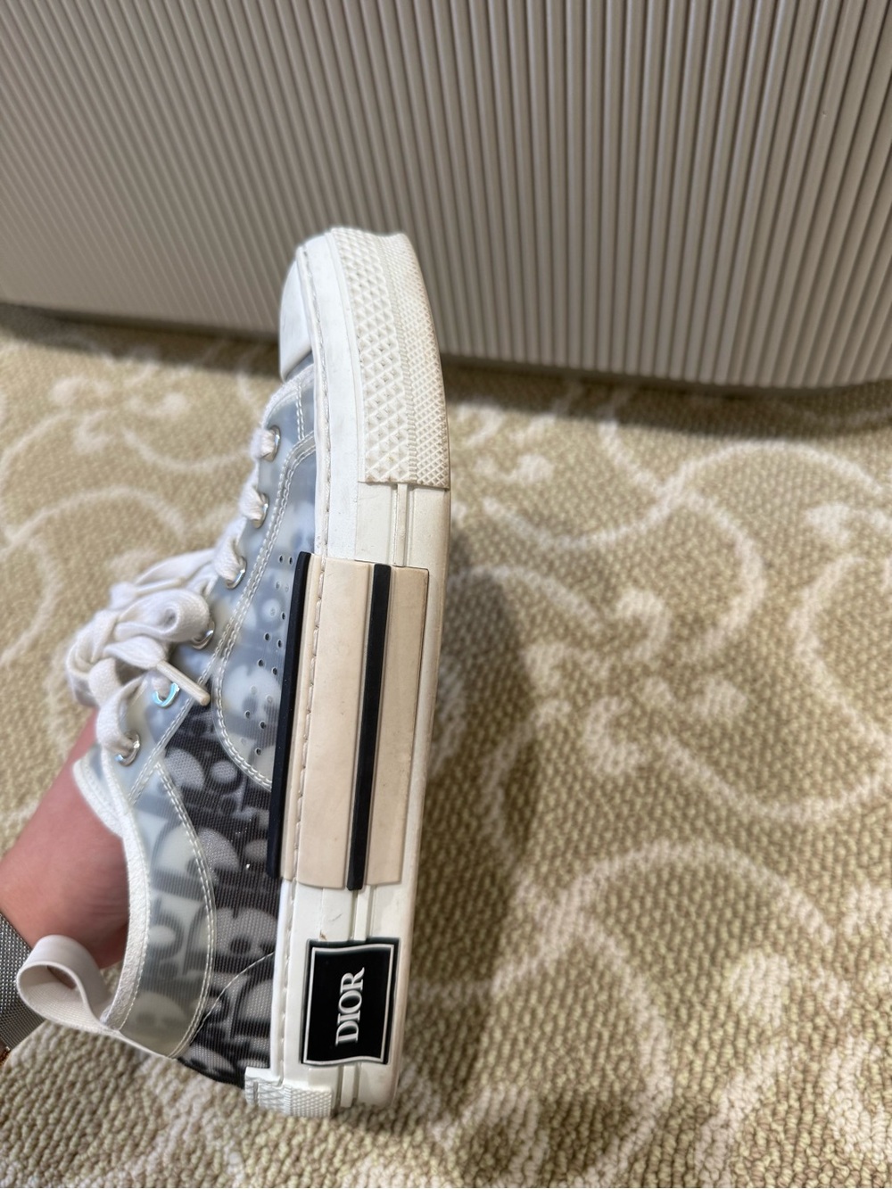 Dior Transparent Monogram Low-Top Sneakers in Silver and White - Picture 5 of 11